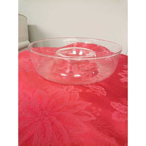 Princess House Vintage Clear Dining Crystal/Glass Chip and Dip Bowl with Etched - Picture 3 of 10